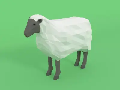 Low Poly Cartoon Sheep Low-poly 3D model