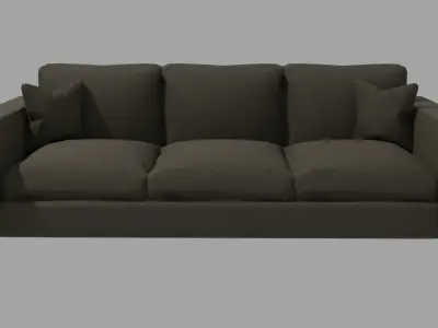 Fabric Sofa Wood Sofa Couch Furniture Armchair 3D Model Low-poly 3D model