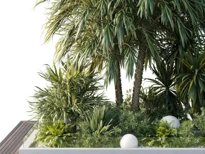 A Garden of Plants shrubs and palms outdoor garden  Low-poly 3D model