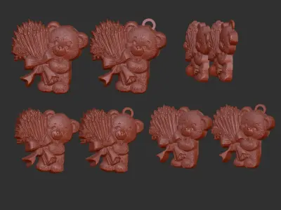 teddy bear pencil decor  3D print model
