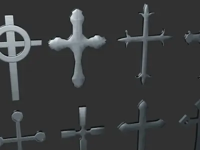 Cross Christianity Symbols Shiny Iron  Low-poly 3D model
