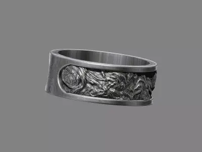 Volcanic Molten lava textured wedding band ring 3D print model