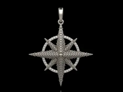 Compass star pendant model 298 3D print model