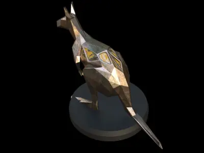 Steampunk Kangaroo Pose Low-poly 3D model