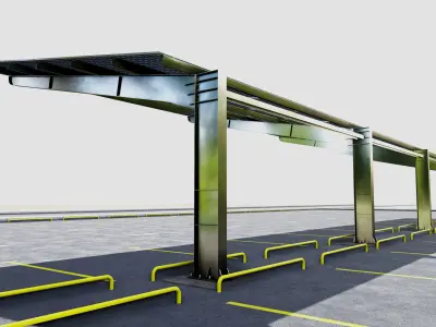 L TypeSolar Carport Type 3D model