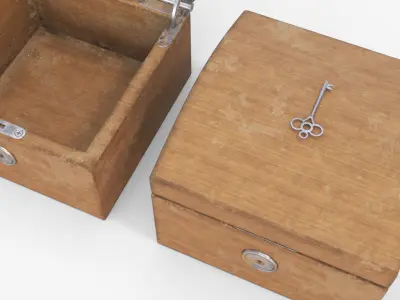 chest open wooden box Low-poly 3D model