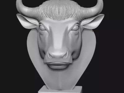 Bull head sculpture 3D print model