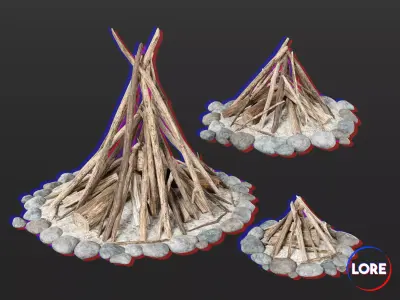 Medieval Decoration Campfires Low-poly 3D model