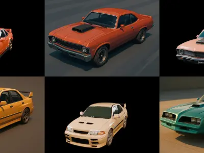 Sport Car bundle 5 pack 100 glb 3D model