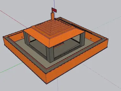 Temple with orange roof Free low-poly 3D model