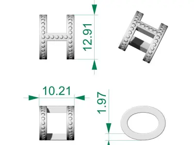 Diamond Letter H Pendant  3D print model