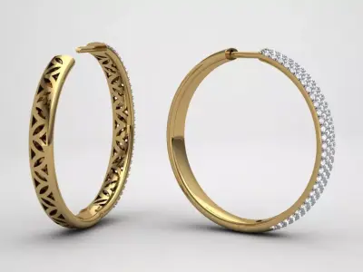 Hoop Diamonds Earrings 3D print model