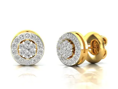 Earrings-6442 pair of diamond stud earrings in rose gold 3D print model