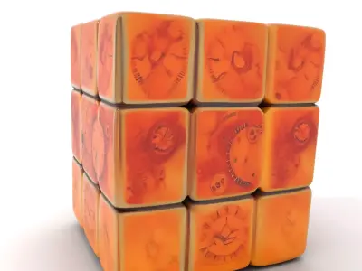 Steampunk Clock Cube model pack Low-poly 3D model