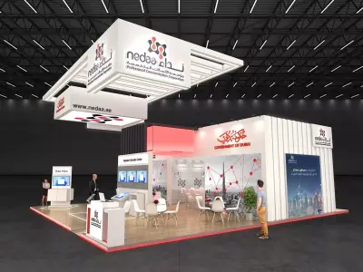 12x10m All side open Exhibition stand 3D model