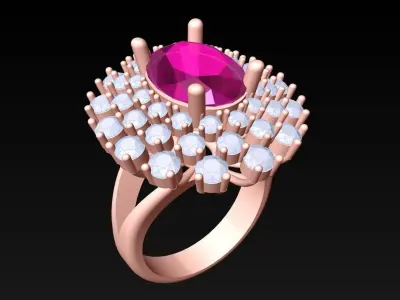 Oval Stone Ring - Womens Rings - N3968 3D print model