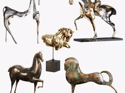 Sculptures of horses 3D model