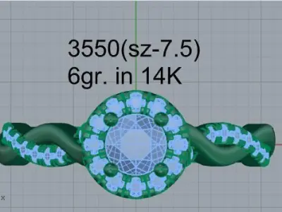 Round Halo Twisted Ring 3550 3D print model