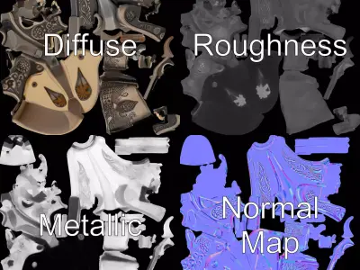 Ornate Revolver model pack Low-poly 3D model