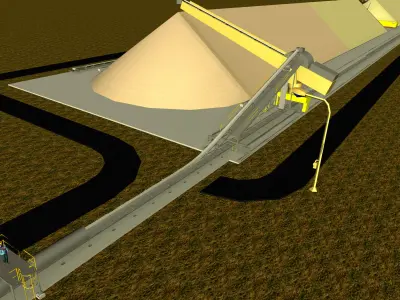 Cement Plant - Limestone Stockpile Stacker Reclaimer Free 3D model