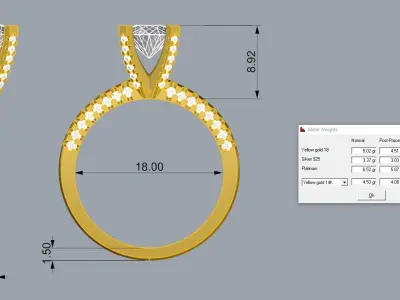 Gold ring jewelry 3D print model