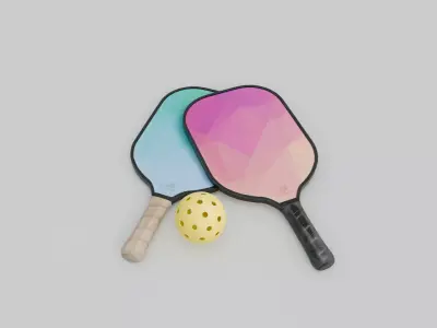 Pickle Ball Set Low-poly 3D model