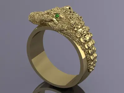 Jewelry Crocodile Ring Gold PK-65 3D print model