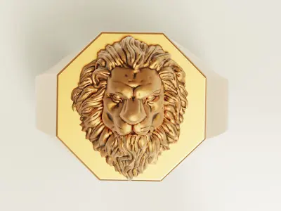 Fashion Lion Ring Silver Gold  Print 3D print model