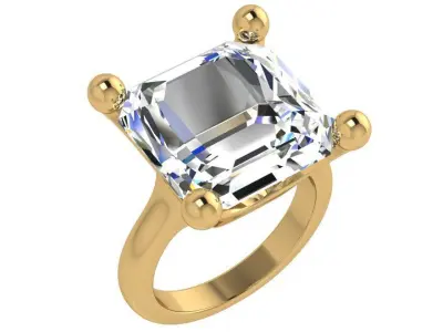 Emerald Solitaire Ring 4437 3D print model