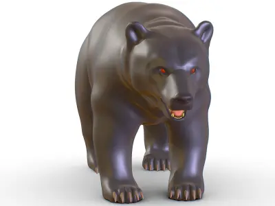 High Poly Monster Black Bear Grizzly 3D Model Low-poly 3D model