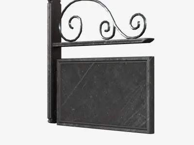 Signboard wrought iron sign with scrolls 3D model