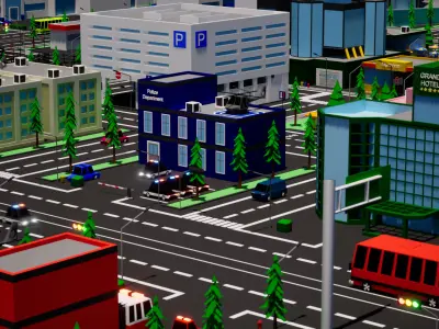 Low Poly City Low-poly 3D model