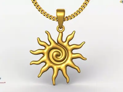 Sun pendant charms - one inch pendant  3D print model