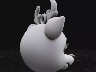 Cute Reindeer Face Keychain Christmas Animal Keyring 3D Print  3D print model