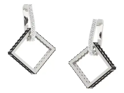 Light Weight White Gold Diamond Earring  -EAR-023 3D print model