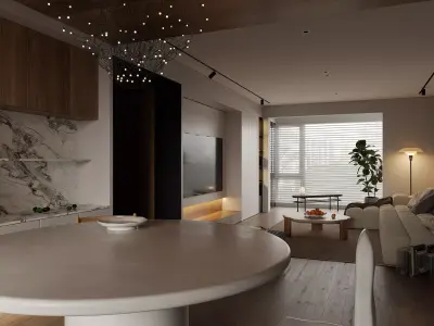 Modern living room dining room interior scenes  535 3D model