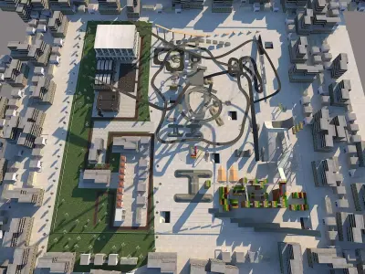 Car Stunt and Show Area Ramps Drift and More Low-poly 3D model