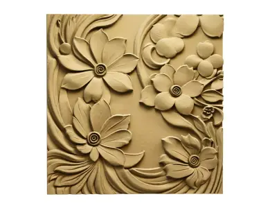 CNC STL Relief Panel Classic Floral Art Carving File 265  3D model