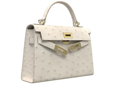 Hermes Kelly Bag Cream Ostrich Low-poly 3D model