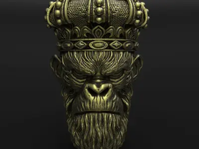 ANimal Pendant Jewelry Monkey king with crown vol1  3D print model