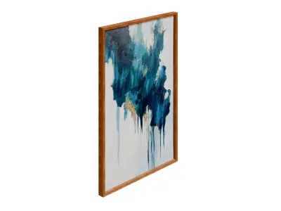 Turquoise Glimmer Abstract Hand Painted Floating Framed Wall Art Low-poly 3D model