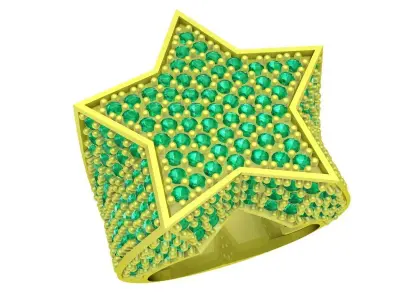Luxury Pave Diamond Star Ring 3D Model 4059  3D print model