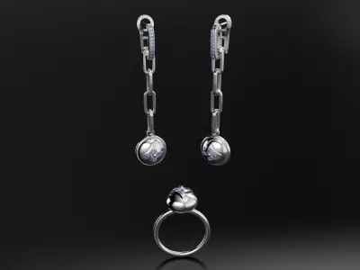 Star Set ring and earrings  3D print model