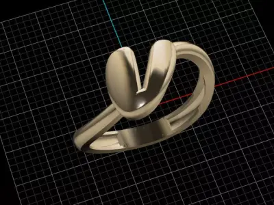 V alphabet bypass shell hallow ring 3D print model