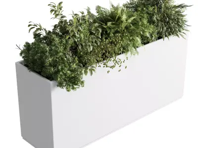 plastic box plants on stand - set indoor plant 389 Low-poly 3D model