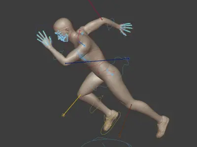 Track and Field  Athlete Sprinter Runner Coach -- IK and FK Rig Low-poly 3D model