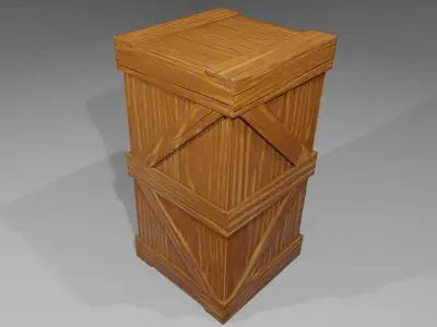 Wood Box Large - Caixa de Madeira Low-poly 3D model