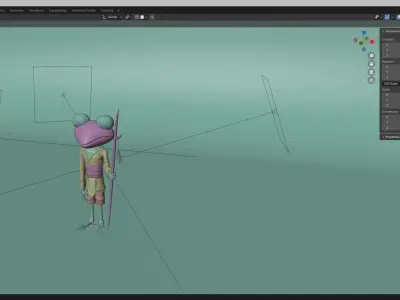 dweller frog holding stick 3D model