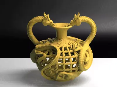 Dragon Vase  Decoration Flower Pot from China and Asia 3D STL 3D print model