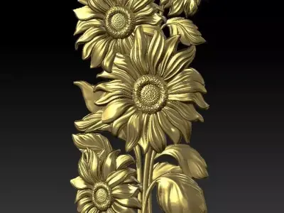 beautiful relief sunflowers 4 3D model